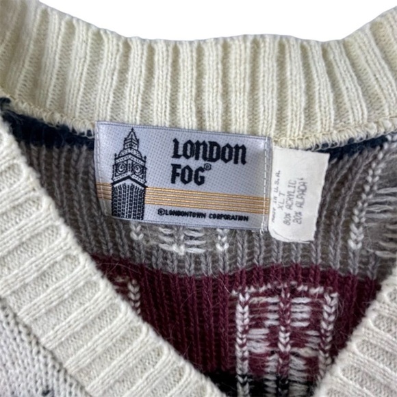London Fog Men's Geometric Alpaca Sweater Vest XLT Multicolor V-Neck - Picture 8 of 11